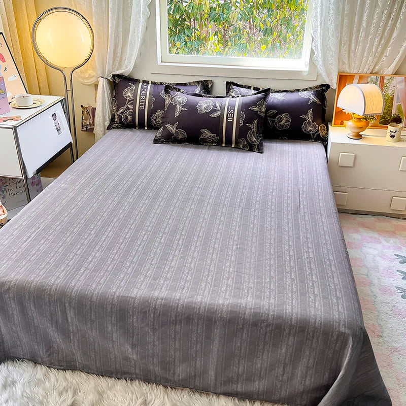 Home Textile Microfiber Bedding Set 4pcs Duvet Cover Set Printed Grey Bed Linens 2025 New Polyester Top Sheet Pillowcase