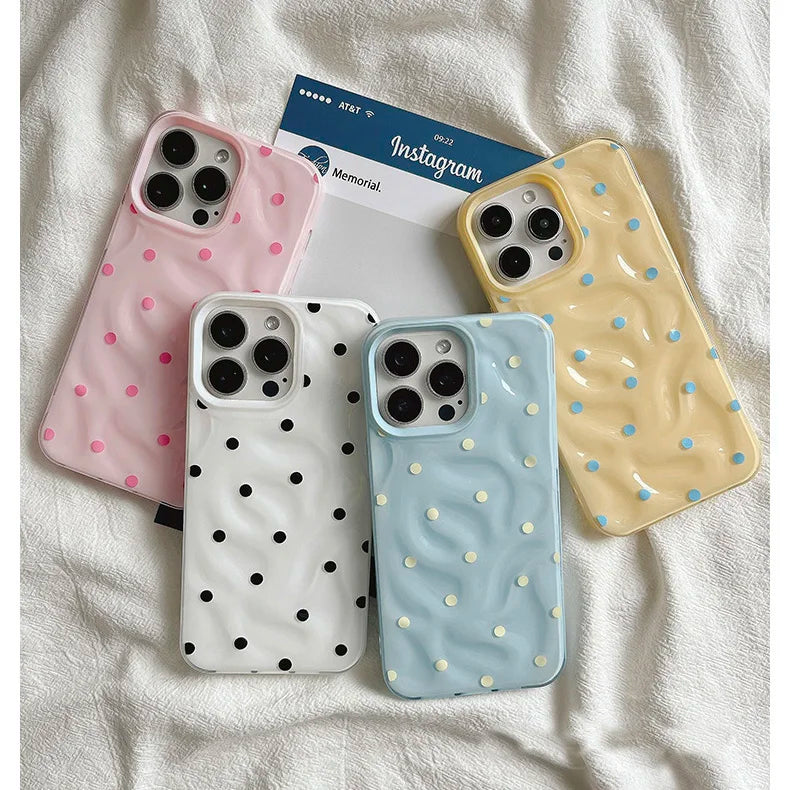 جراب هاتف قابل للطي من Love Polka Dot لهاتف IPhone 15 16 Pro Max Case 13 14 Pro جراب أنيق مقاوم للصدمات من السيليكون الناعم