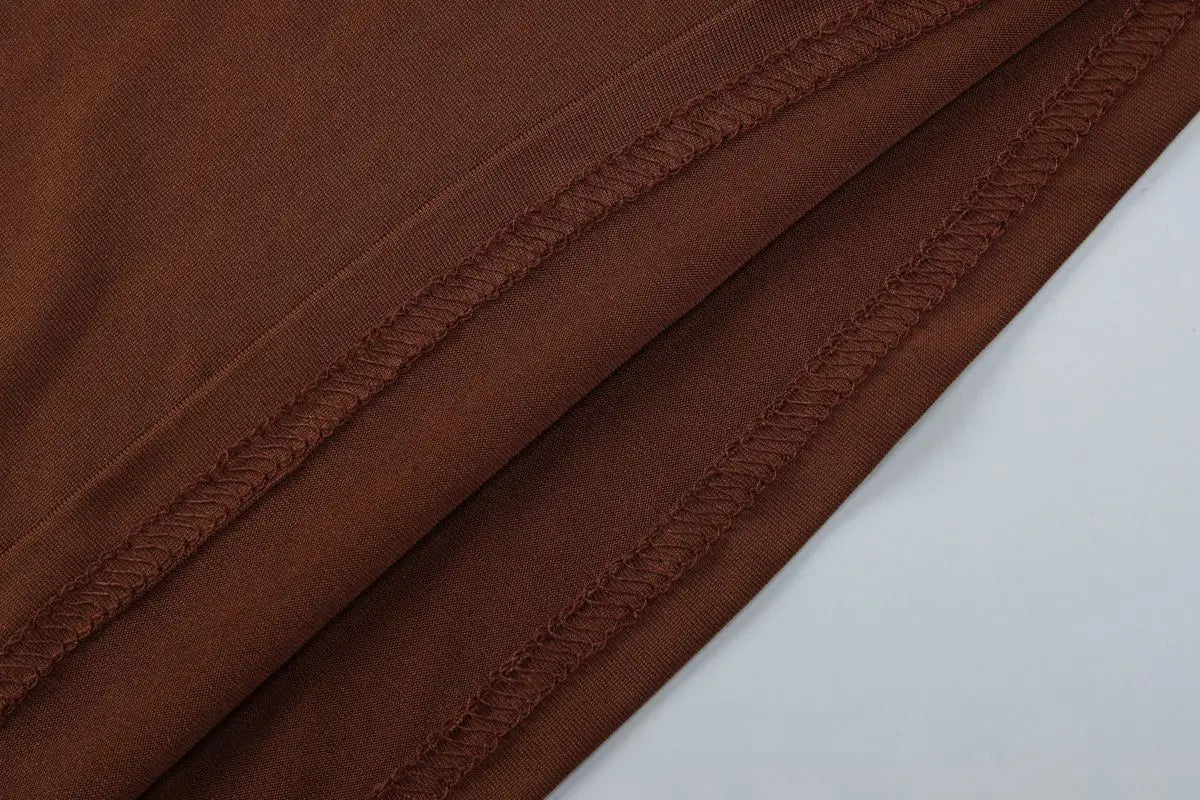 Women's Clothing 2025 Autumn Solid Color Long-sleeved Deep V-neck Fashion Pleated Slim-fit Jumpsuit