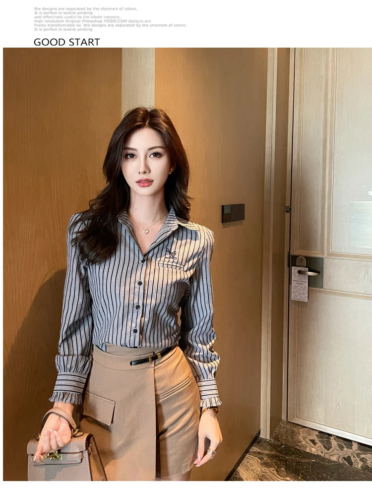 Fashion design Women Blouses for a Chic Look New elegant office ladies striped shirts tops