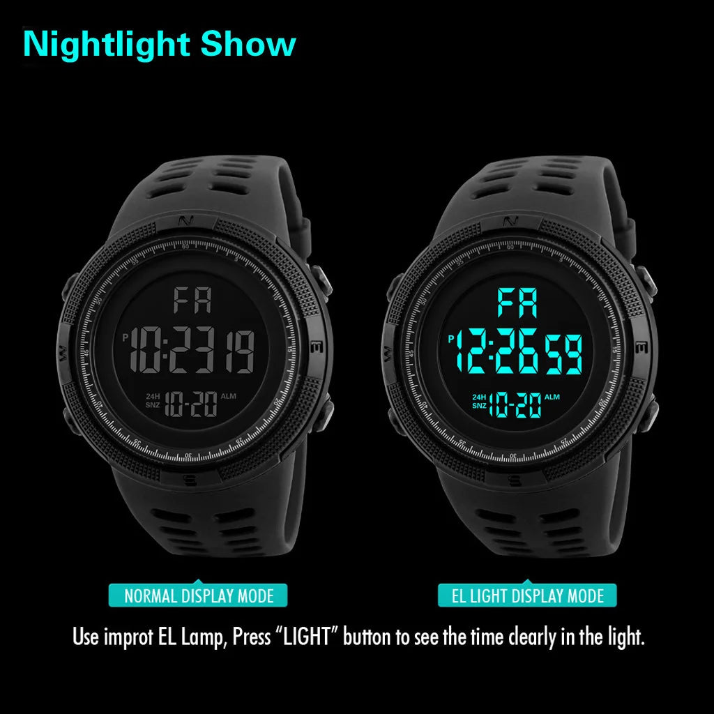 Sports Watch for Men Kid Student Teen Large dial Outdoor Sport Men Watch Multifunction digital Wristwatch Waterproof Alarm Clock