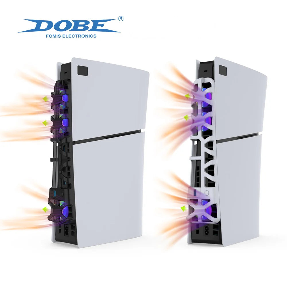 DOBE Cooling Fan for PS5 Slim Disc Edition/Digital Edition with RGB Lighting and USB 3.0 Port TP5-3538S SwiftNest