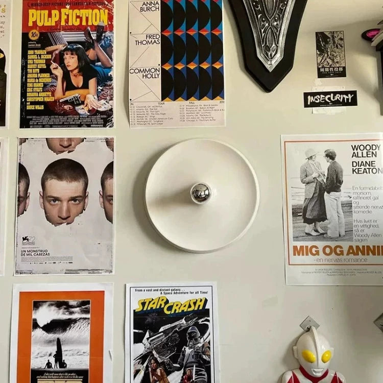 Medieval Bedside Wall Lamp Living Room Hallway Balcony Wall Lamp Bedroom Postmodern Flying Saucer Retro Metal Electroplated Lamp