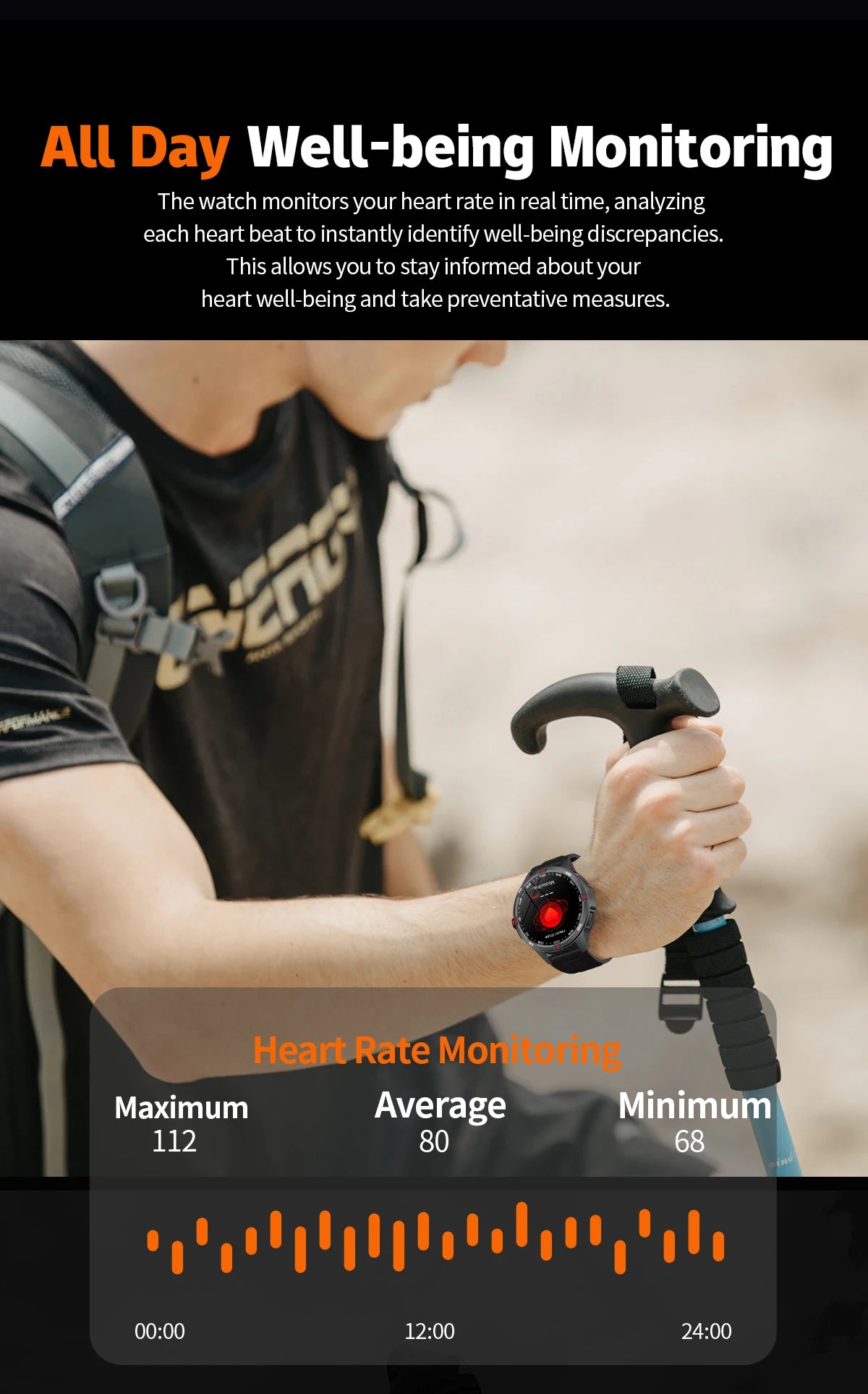 Outdoor Sports Smart Watch Men 1100mAh Large Battery Bluetooth Call 100+ Sports Modes Compass Waterproof Health Sport SmartWatch