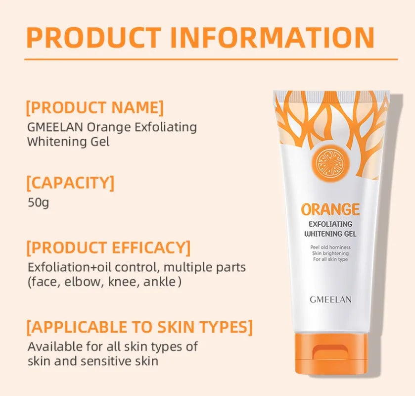 Orange Exfoliating Gel Dead Spot Remover Brighten Peeling 50g Gentle Repair Scrub Whiten Hydrating Moisturizer Korean Skin Care