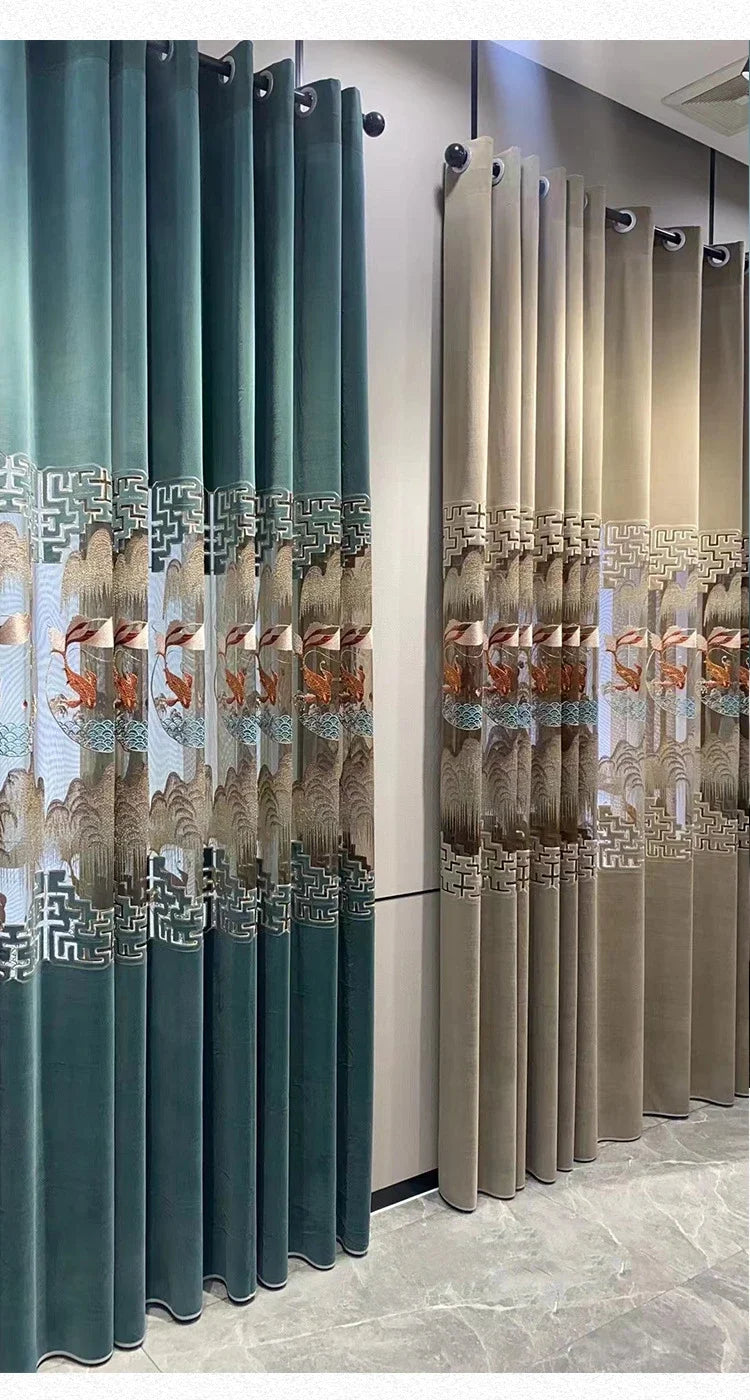 Curtains for Living Room Bedroom Dining  Embroidered Modern Shading Velvet Cloth Customiz Custom  Classic Decor Fabric Blackout