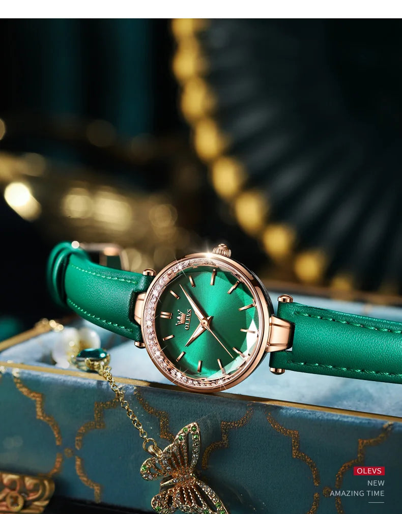 OLEVS Brand watch fashion diamond-encrusted outer ring ladies quartz watch waterproof watch 6645 SwiftNest