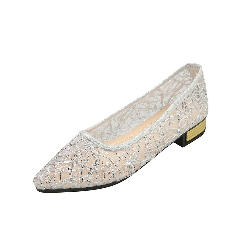 2024 Spring Summer Fashion New Casual Shallow Breathable High Heels Elegant Square Toe Thick Heel Mesh Women's Shoes NO:C1502