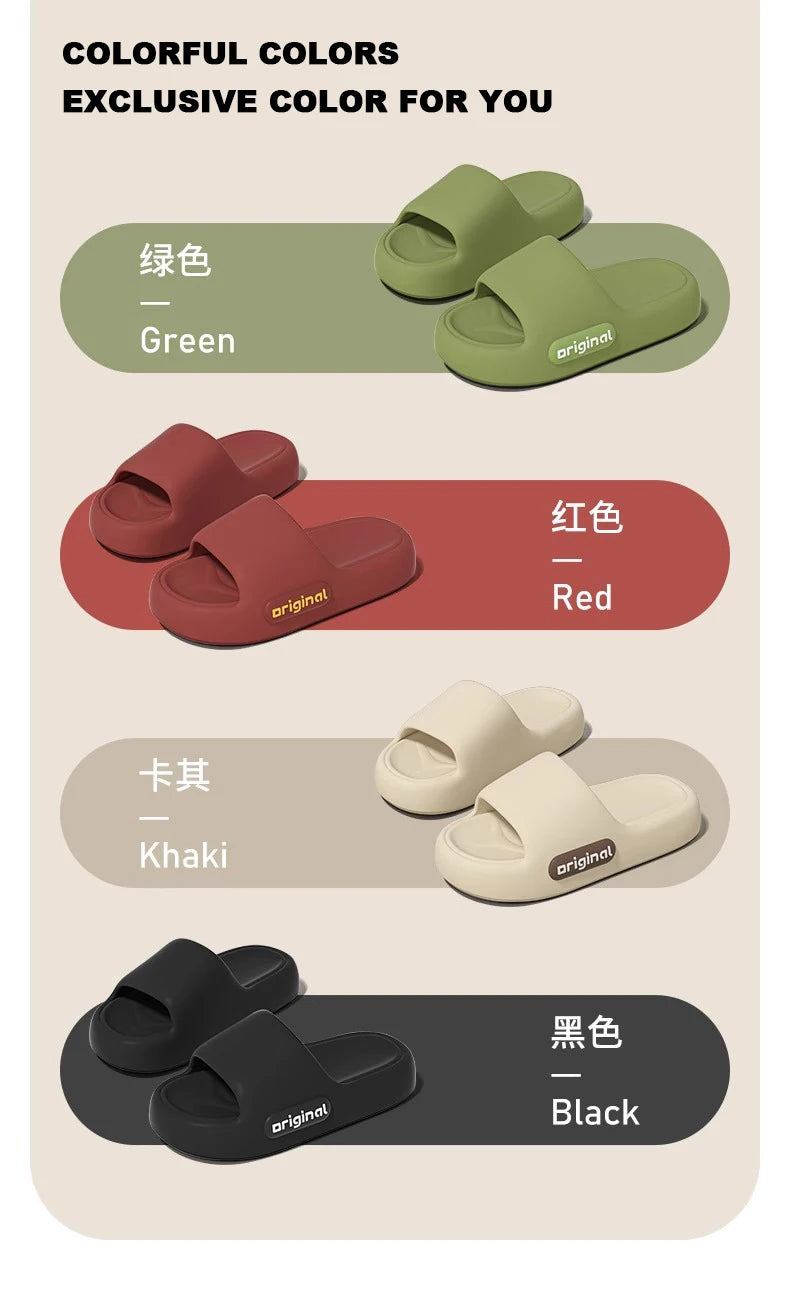 New Summer Platform Cloud Slippers Women Comfy Solid Color Soft Sole EVA Pillow Slides Woman Couple Non Slip Beach Flip Flops