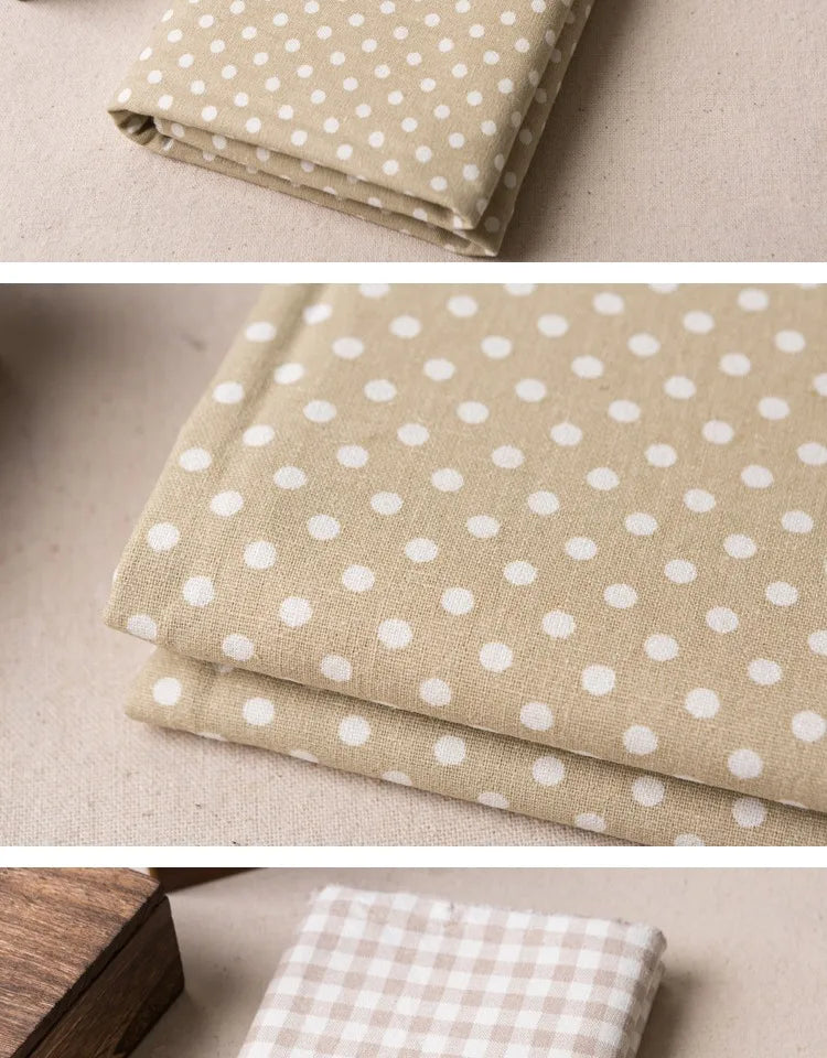 Linen Cotton Fabric Cloth For Patchwork Quilting Dot Fabrics DIY Bags Baby Clothing Dress Handmade Sewing Textile Materials