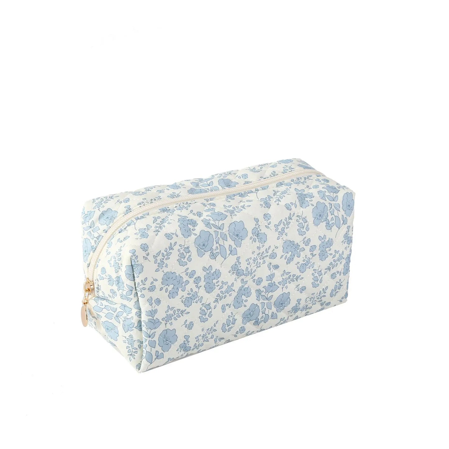 Floral Cosmetic Bag For Women And Girls Quilted Makeup Accessories Pouch For Travel Daily Travel Use Skincare Bag Multipurpose