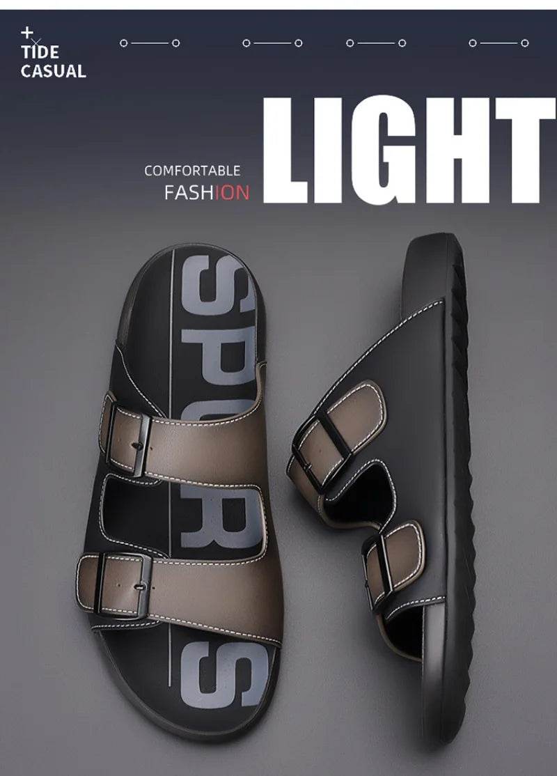 Men's Slippers Original Designer Casual Sandals Luxury Genuine Leather Slippers Outdoor Beach Slippers for Men Summer Flip Flops