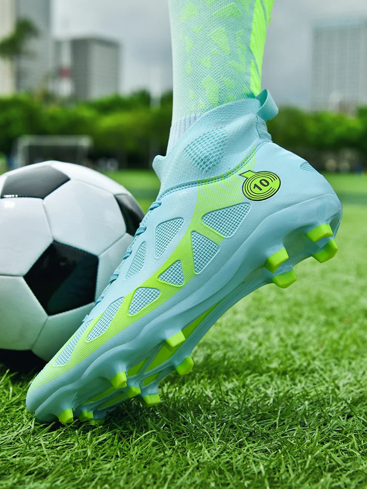 Professional Soccer Shoes Men Outdoor High-Top Sports Football Boots Boots Ag/Fg Long Spikes Artificial Grass Training Match Spi