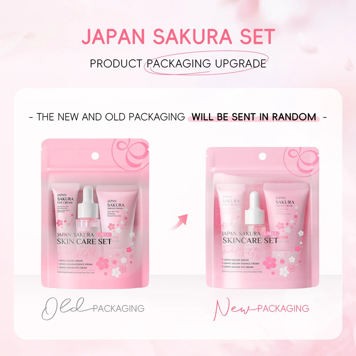 3pcs/set Sakura Skin Care Sets Face Cream Serum Eye Cream Face Beauty Products for Women Daily Moisturizing Skin Care Products