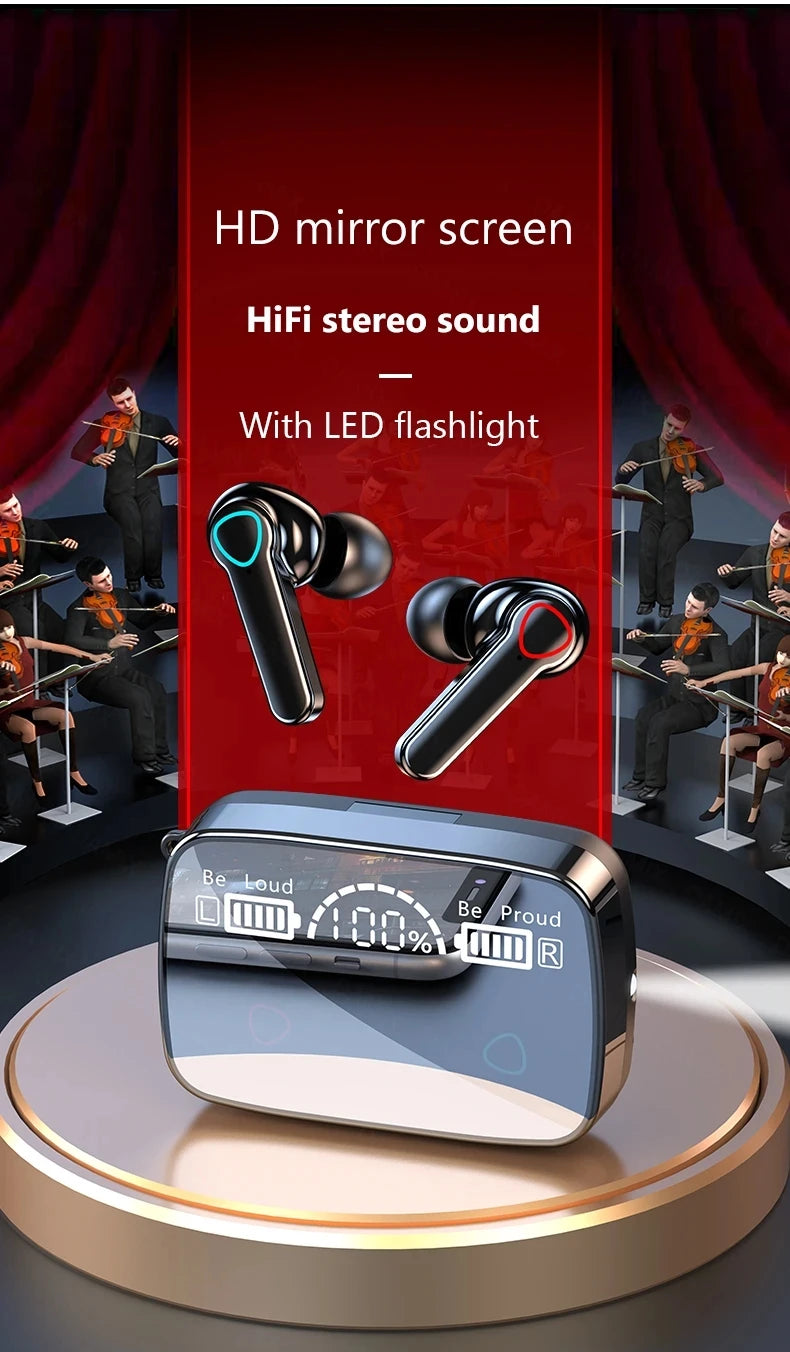 M19 Bluetooth Wireless Headset 5.3 Bluetooth Earphones IPX5 Waterproof Headsets with Mic HiFi Stereo Music Earbuds for All Phone