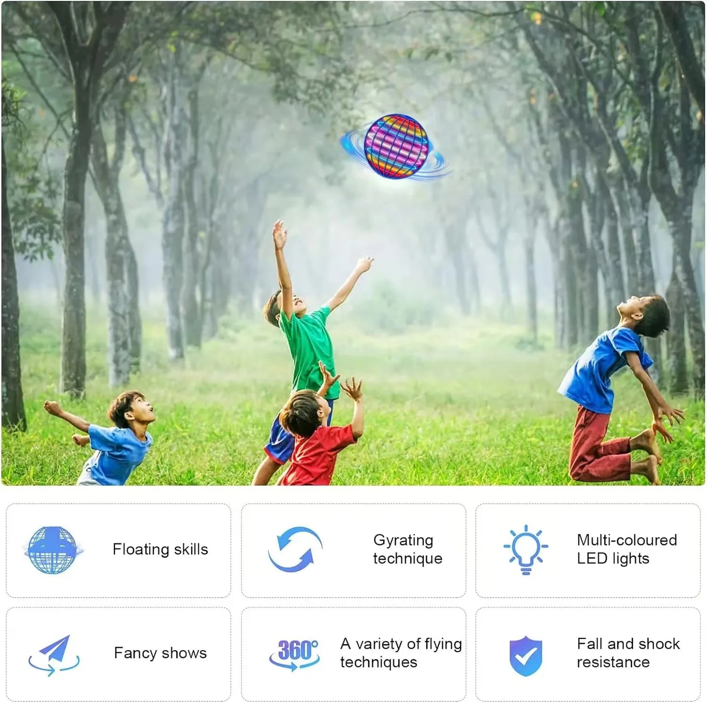 Toys For Kids Luminous Toys Flying Ball Sensing Automatic Rotation Magic Ball Children's Games Outdoor Party Toys Holiday Gifts