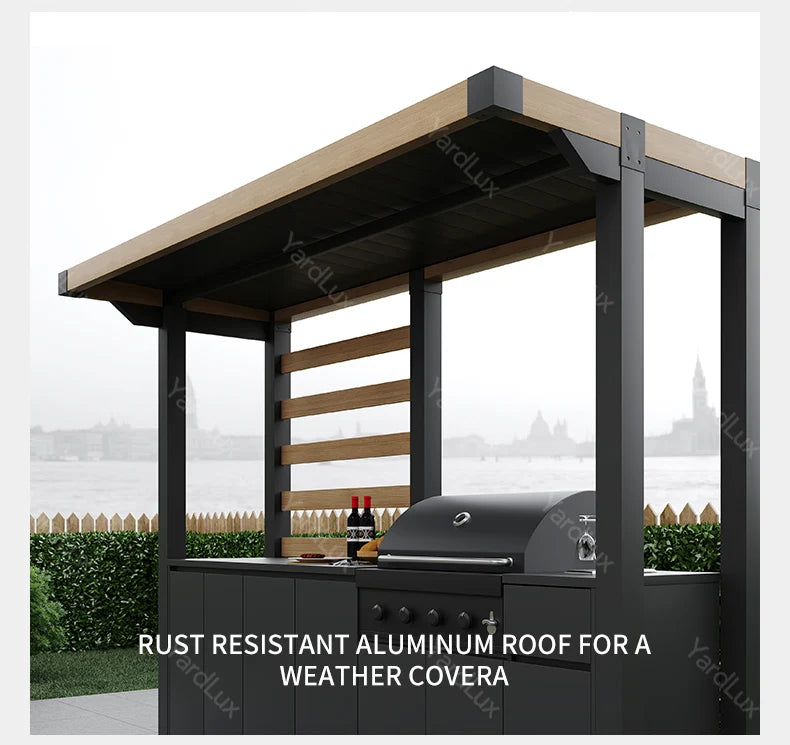 Modern Outdoor Bar and Kitchen Set with BBQ Cabinets Dining Sink and Faucet for Apartment or Mall UsePatio Set Outdoor Furniture