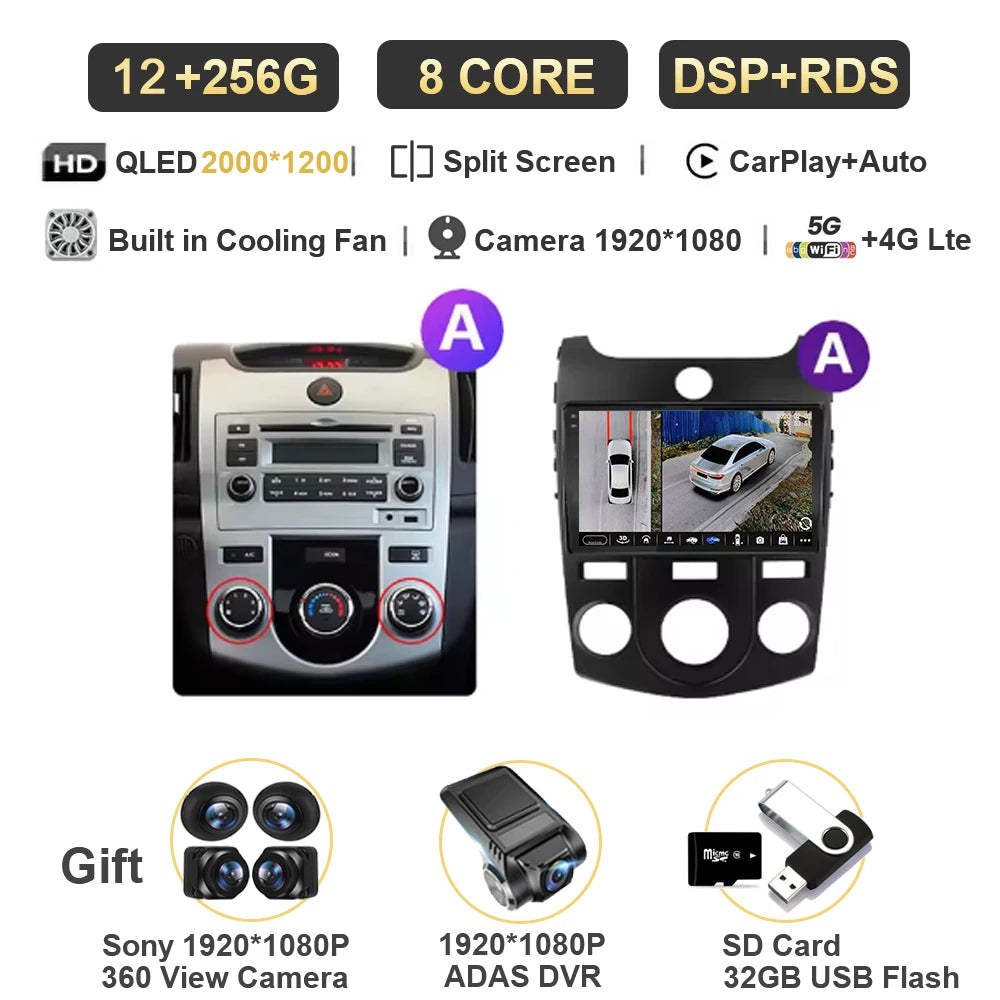 Android For KIA Forte Cerato 2 Porte Koup 2008 2009 2014 Auto Car Intelligent Systems AutoMotiveCarplay Auto Screen Wireless