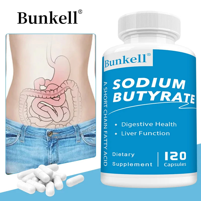 Sodium Butyrate Gut Health Supplement - Helps Gut Health, Detox and Cleansing of The Liver, Digestive Health,120 Capsules