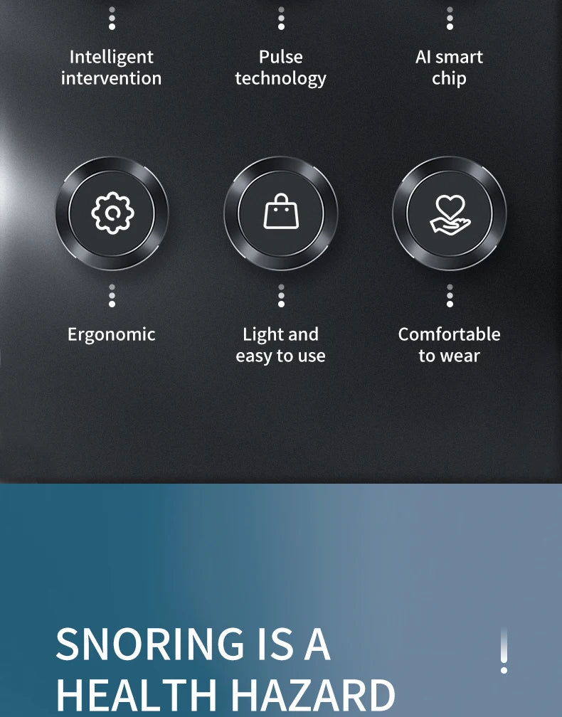 جهاز ذكي مضاد للشخير، خطاف أذن كهربائي محمول، مريح، نوم جيد، إيقاف الشخير، رعاية صحية، مساعدة في علاج انقطاع التنفس أثناء النوم