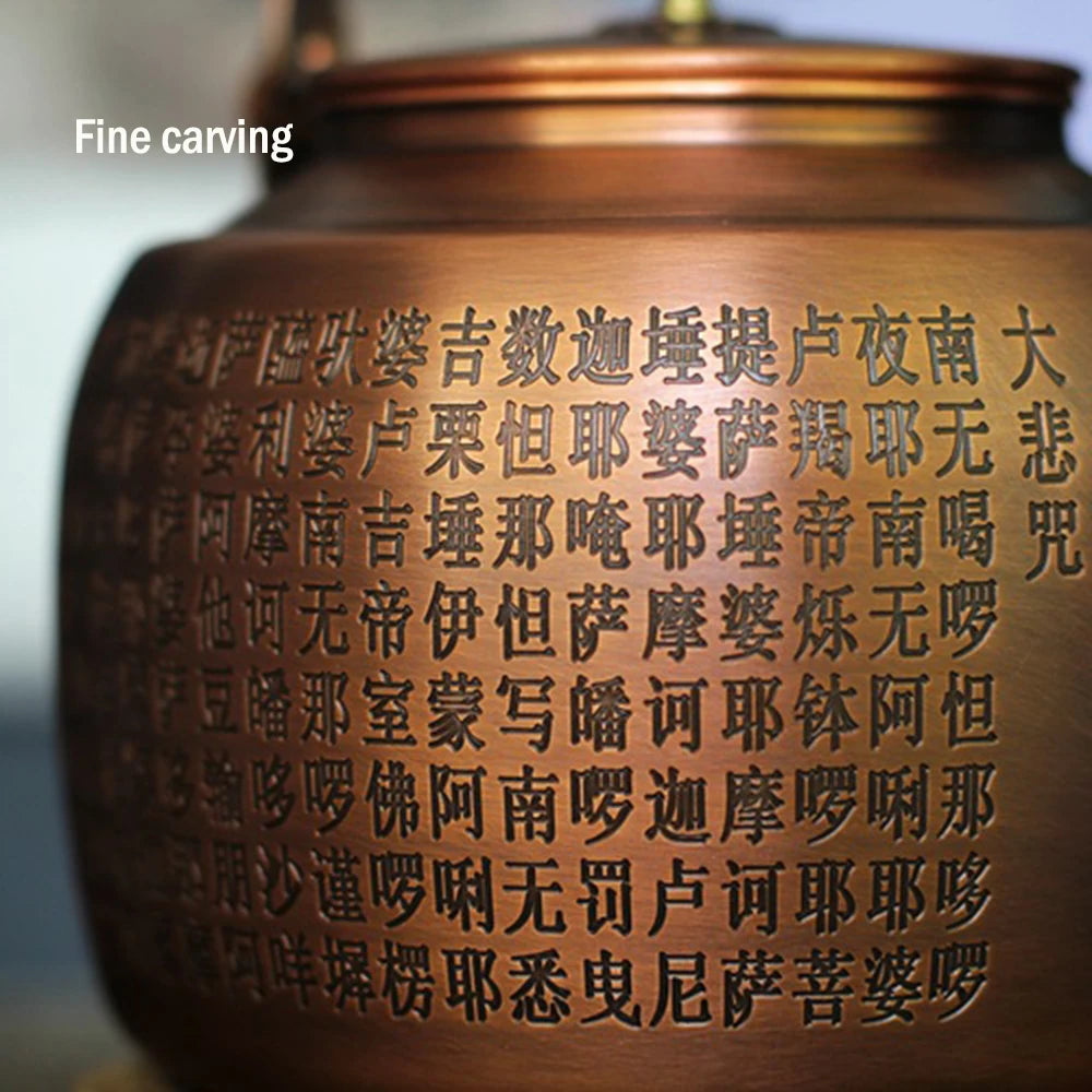 New high-capacity red copper teapot, Household gas stove boiling water kettle, Health wellness tea kettle, Kungfu tea set, 2.0L