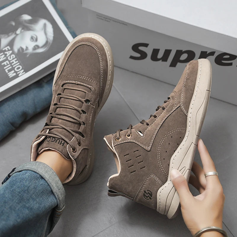 High Top Boots Men's Shoes Fashion Motorcycle Ankle Boots Shoes for Men Winter Boots Men's Sneakers Lace-Up Botas Hombre