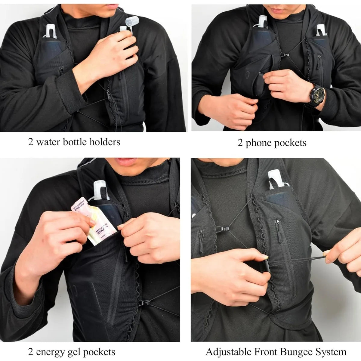 Outdoor hydrated vest backpacks, lightweight runner bags for men and women running, trails, races, marathons, and hiking