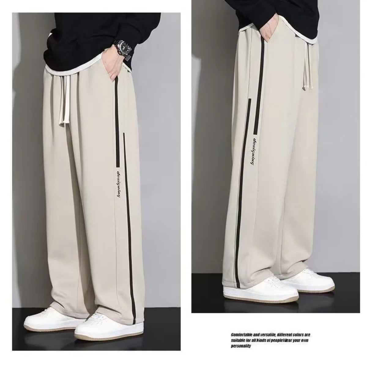 Fashion New Mens Pants  Trousers Sports Streetwear Male Loose Drawstring Summer  Pants  Casual Men  Straight Pants Trend R