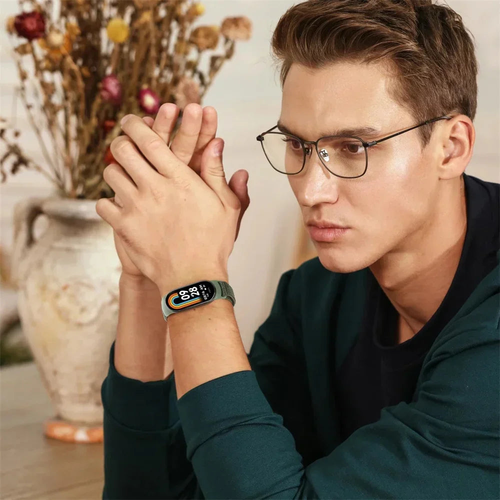 Nylon Loop Sports Strap for Xiaomi Mi Band 9 NFC SmartWatch Wristband Replacement Correa Mi band 9-8 Bracelet Belt Accessories