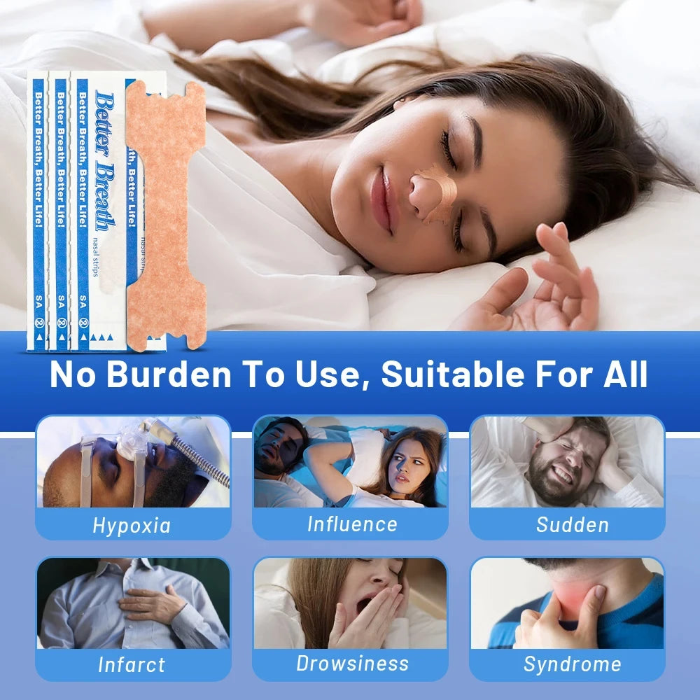 10/50/100pcs Breathing Nasal Strips Right Way Stop Snoring Anti Snoring Strips Easier Better Breathe Health Care Sleeping Well