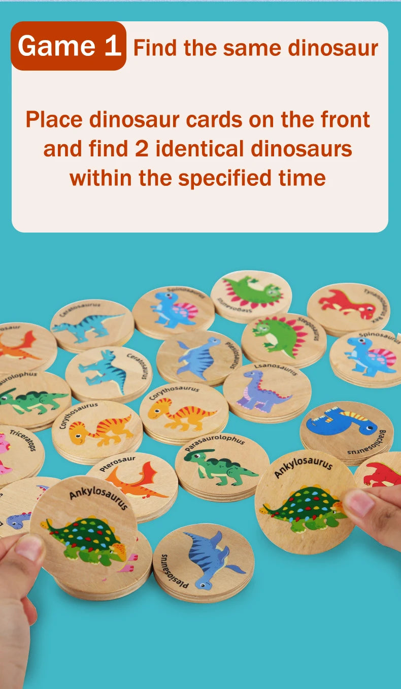 لعبة خشبية للأطفال، لعبة أحجية مطابقة الديناصور، لعبة مونتيسوري التعليمية للأطفال