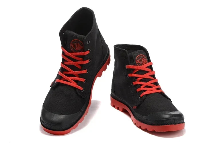 PALLADIUM Pampa Outdoor Classic Black and red Canvas Shoe Ankle Botas Cowboy Sneakers Boots Fashion Canvas Shoes Size Eur 40-45