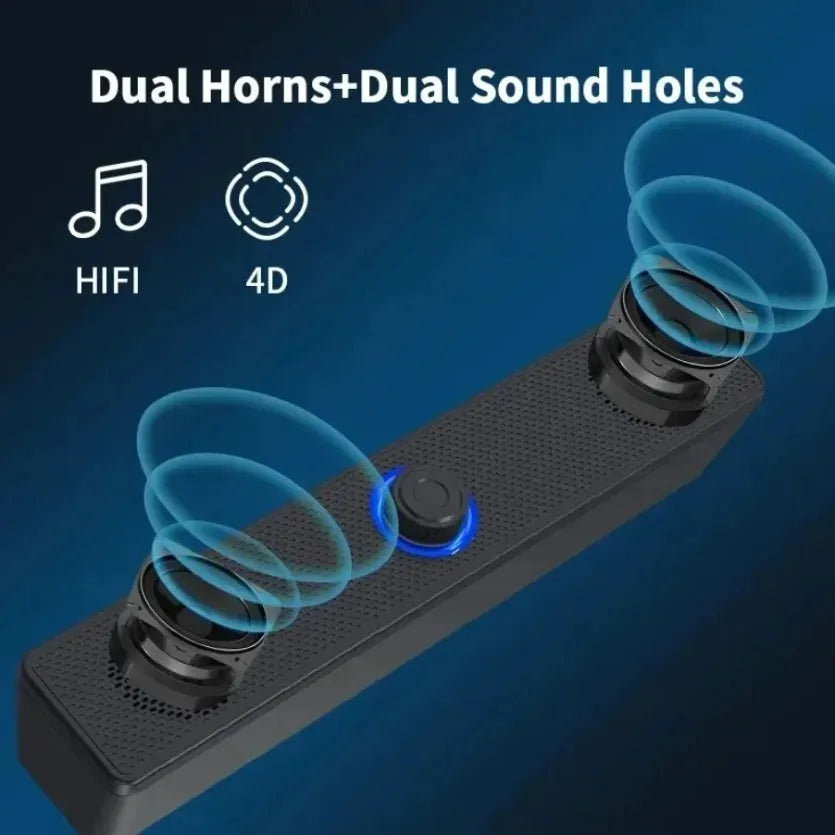 Bluetooth Computer Soundbar Speaker With Dual Speakers Powerful Bass Wired/Wireless Connection For PC Laptop Desktop