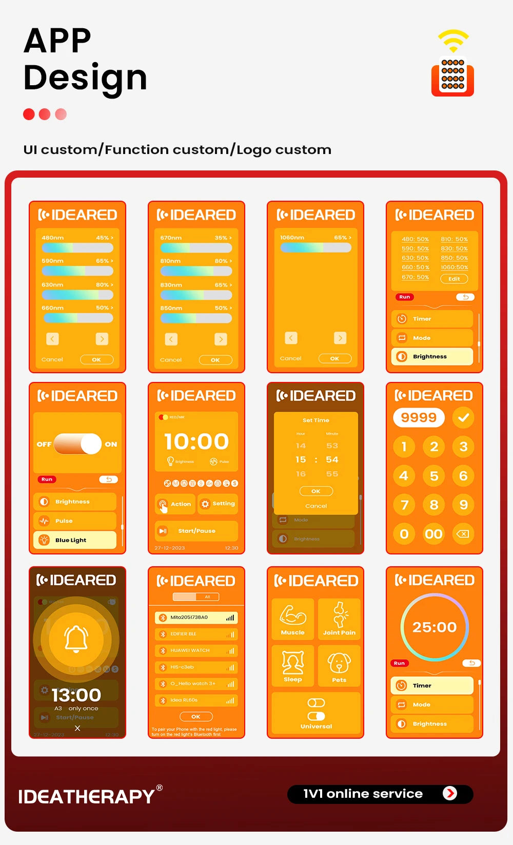 مصباح لوحة العلاج بالأشعة تحت الحمراء ثنائي الشريحة 9Spectrum 5W LED للعلاج بالضوء المنزلي مع التحكم في التطبيق من أجل الصحة والعافية