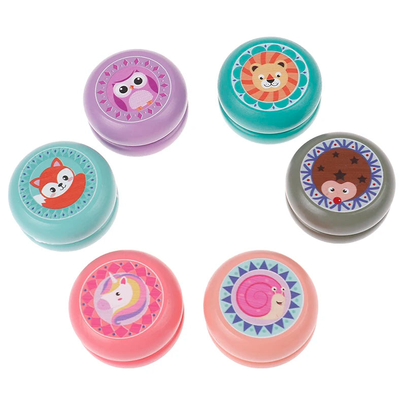 Children Yoyo Ball Cute Animal Prints Wooden Yoyo Toys Fox Owl Hedgehog Snails Toys Kids Yo-Yo Creative Yo Yo Toys For Fun