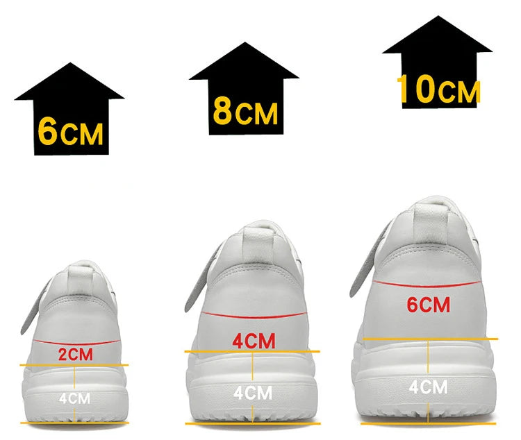 Fashion Men Casual Shoes Men Low Cut Sneakers Breathable Height Increasing Shoes 6/8/10CM Thick Sole Hard-Wearing Male Footwear