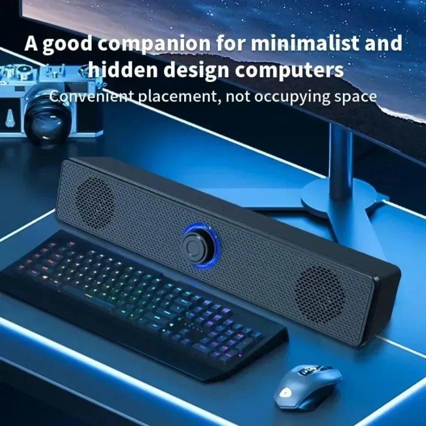 Bluetooth Computer Soundbar Speaker With Dual Speakers Powerful Bass Wired/Wireless Connection For PC Laptop Desktop