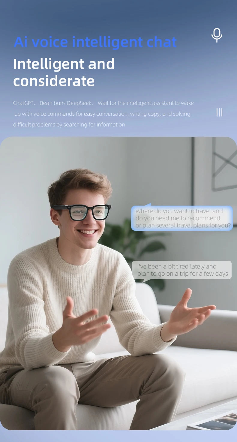 New Wifi AI Smart Glasses HD1080P Anti-shake Camera Video Glasses Voice Call Noise Reduction Wireless Bluetooth Headset Goggles