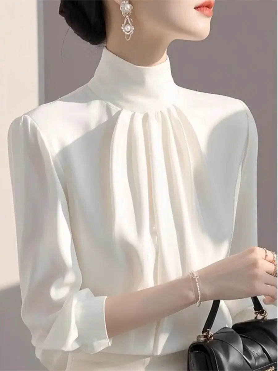 Women Clothing New Temperament Simplicity Shirt Tops Spring Long Sleeve Loose Solid All-match Elegant Blouse Fashion High Street