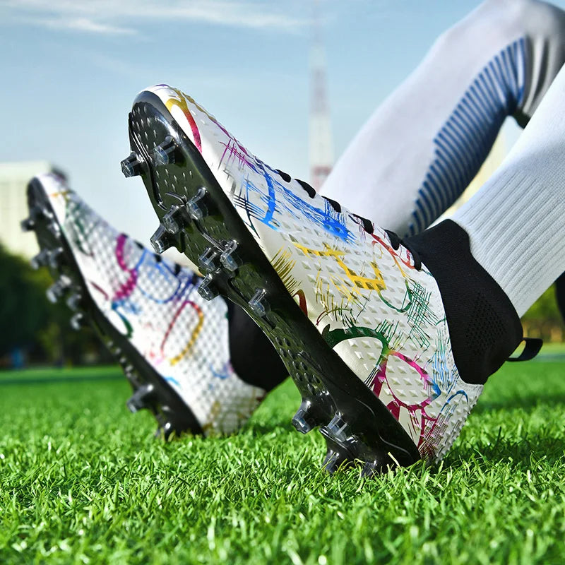 أحذية كرة القدم للرجال للتدريب على العشب الخارجي أحذية رياضية احترافية طويلة للرجال قابلة للتهوية برباط أحذية كرة قدم للرجال