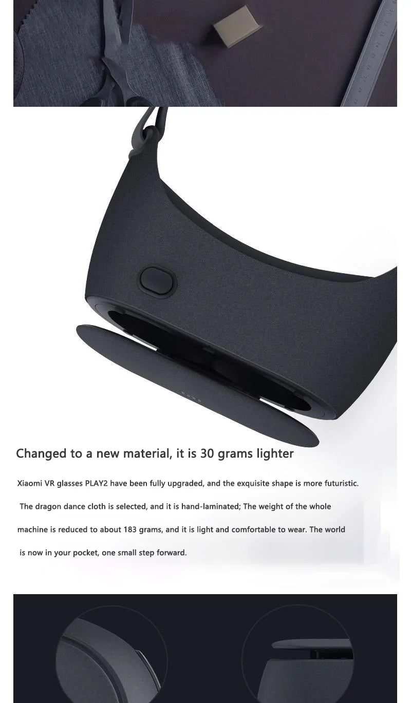 Original Xiaomi VR Glasses PLAY2 Phone Kit Black Tech Virtual Reality 3D Headset - Smart Gaming Helmet & Fashion Goggles