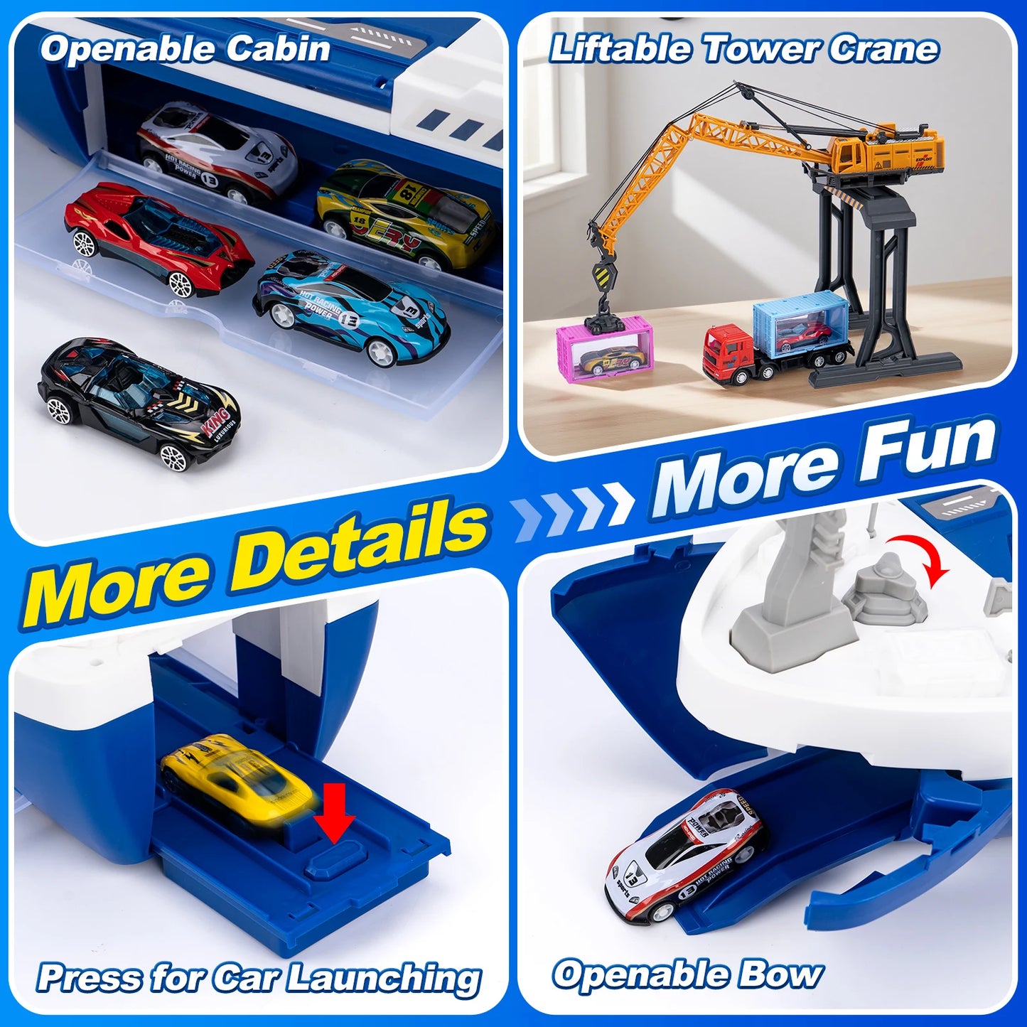 Kids Toys Car Simulation Track Transport Ship Toy with Lights&Music Ship Model Toy Car Parking Container Boys Toys for Kids Gift