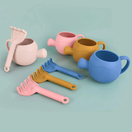 Baby Beach Toys Children Outdoor Games Sand Play Set Infants Digging Sand Silicone Rake Watering Pot Play Beach Toys for Kids