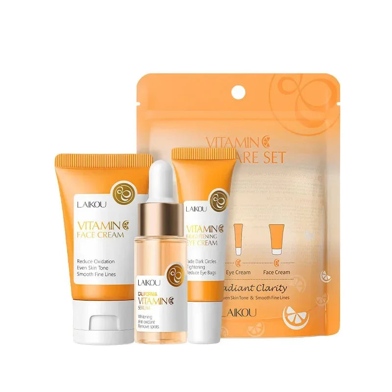3pcs/set Vitamin C 24K Golden Sakura Skin Care Sets Face Cream Serum Eye Cream Moisturizing Anti Wrinkles Face Care Kit