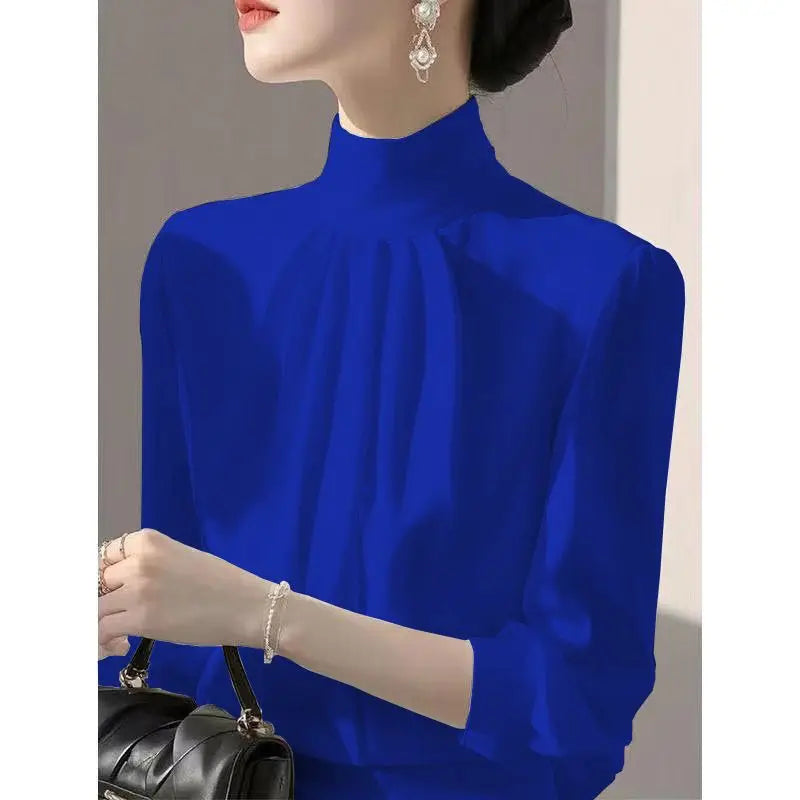 Women Clothing New Temperament Simplicity Shirt Tops Spring Long Sleeve Loose Solid All-match Elegant Blouse Fashion High Street