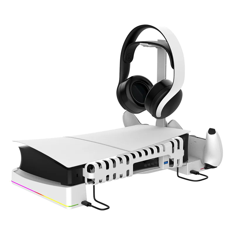 IPEGA Multi-Functional Horizontal Stand for PS5 Slim/Pro Console with Dazzling RGB Colors Equipped with 3 Cooling Fans PG-P5S039