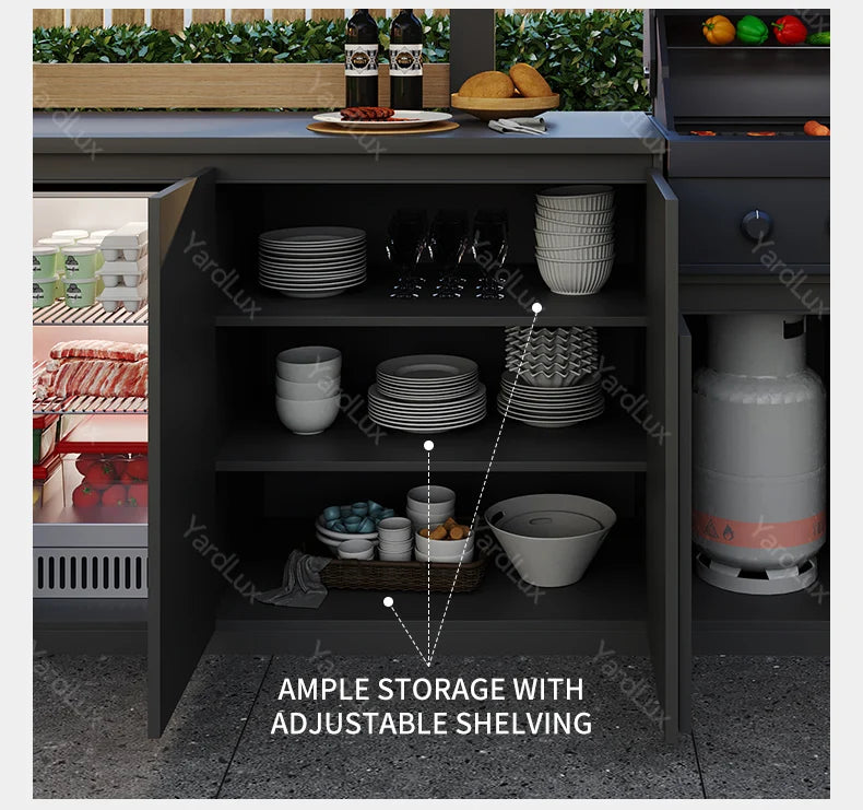 Modern Outdoor Bar and Kitchen Set with BBQ Cabinets Dining Sink and Faucet for Apartment or Mall UsePatio Set Outdoor Furniture