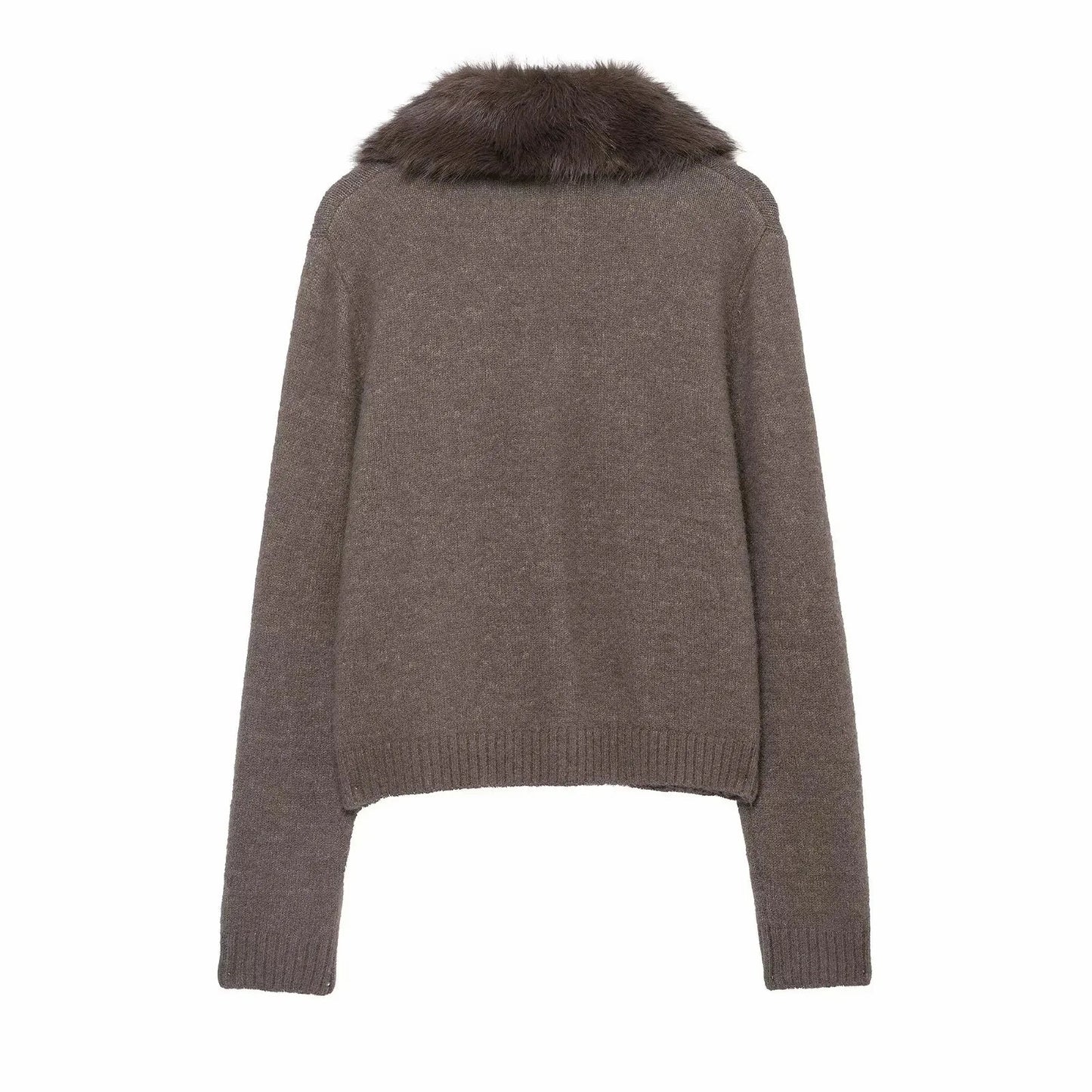 Women Autumn Winter Fashion Fall Vintage Patchwork Faux Fur Lapel Elegant Sweaters Single Breasted Knitwear Female Cardigans SwiftNest