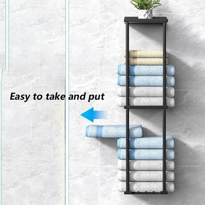 Bathroom Storage Holders Metal 3-tier Shelf Storage Holders Multifunctional Towel Holder Racks Wall Organizer Racks Home Decor