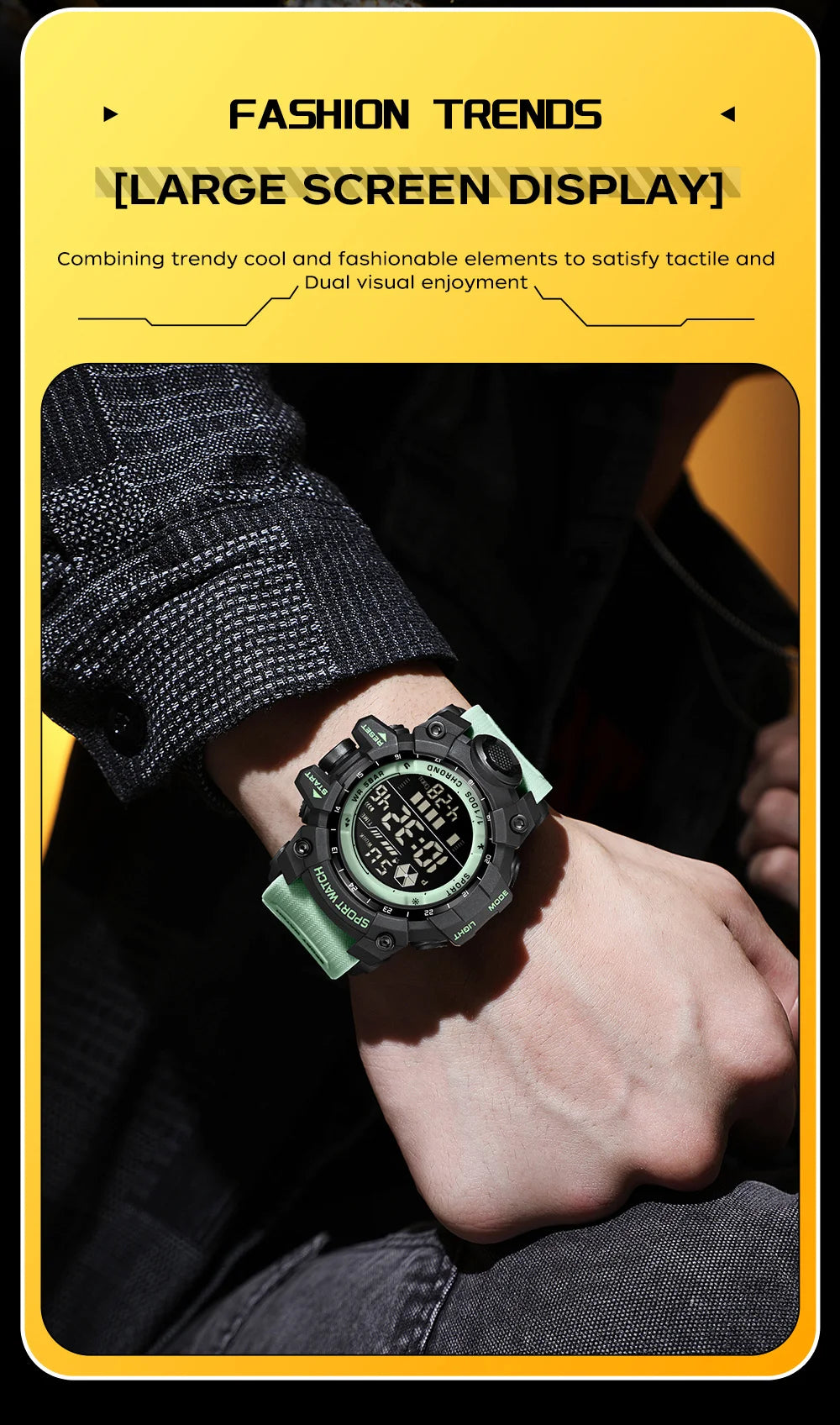 SANDA Outdoor Sports Men Watch Waterproof LED Analog Digital Show Multifunction Big Dial Electronic Wristwatch G style Male Cloc